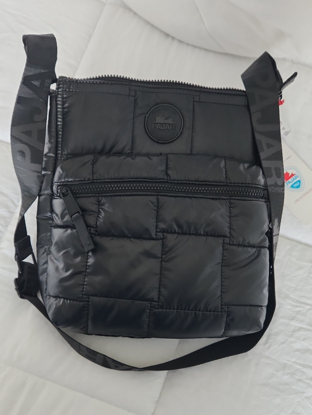 Pajar Black Quilted Unisex Crossbody Messenger Bag